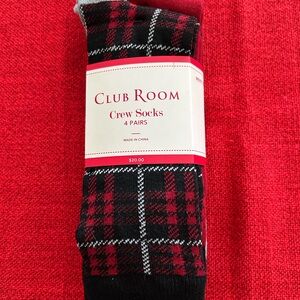 Club Room Men's Black and Red Crew Socks - 4 Pairs Christmas Holidays